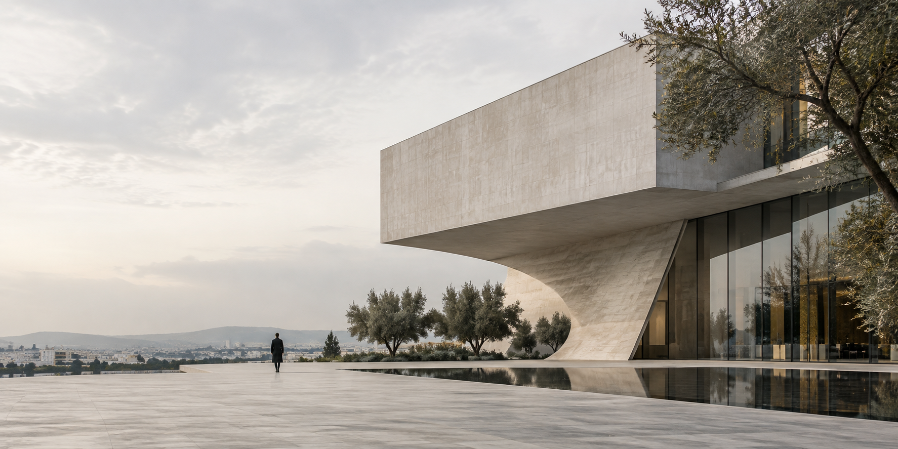 Arquitectura contemporánea en una plaza serena